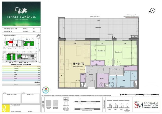 Appartement F3 à vendre - 3 pièces - 58.08 m2 - NARBONNE - 11 - LANGUEDOC-ROUSSILLON - Century 21 Eic Immo