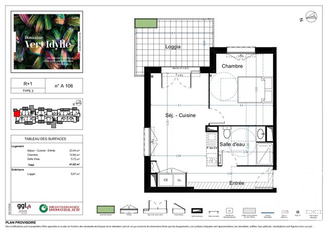 Appartement T2 à vendre - 2 pièces - 41.82 m2 - NARBONNE - 11 - LANGUEDOC-ROUSSILLON - Century 21 Eic Immo