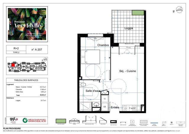 Appartement F2 à vendre - 2 pièces - 40.89 m2 - NARBONNE - 11 - LANGUEDOC-ROUSSILLON - Century 21 Eic Immo