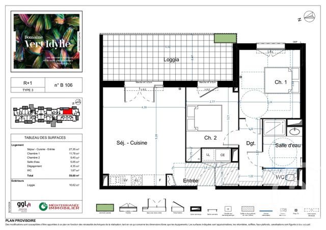 Appartement F3 à vendre - 3 pièces - 59.6 m2 - NARBONNE - 11 - LANGUEDOC-ROUSSILLON - Century 21 Eic Immo